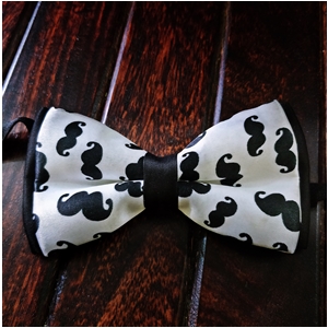 displaying image of Blackmustache White Bow Tie
