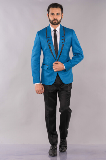 displaying image of Blue Jute Party Wear blazer