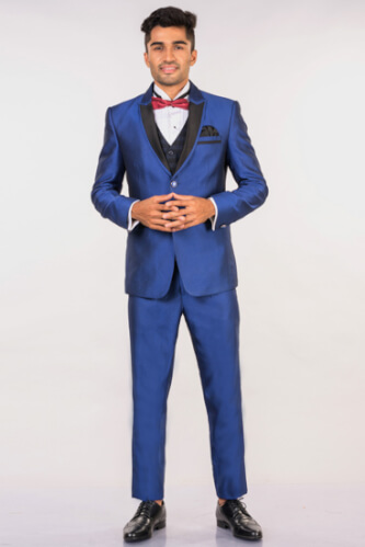 displaying image of Blue Textured 2 Piece Suit