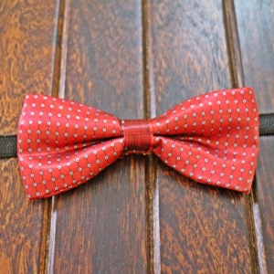 displaying image of Dotted Pattern Red Bow Tie