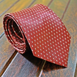 displaying image of Formal White Patterned Maroon Tie