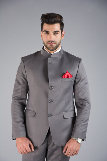 displaying image of Grey Bandgala Suit