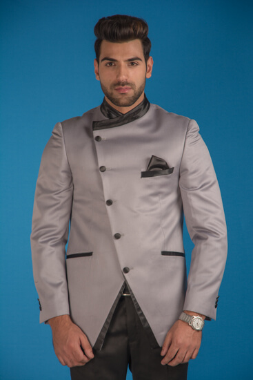 displaying image of Grey Designer Jodhpuri Suit