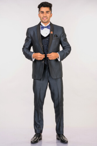 displaying image of Grey Textured 2 piece Suit