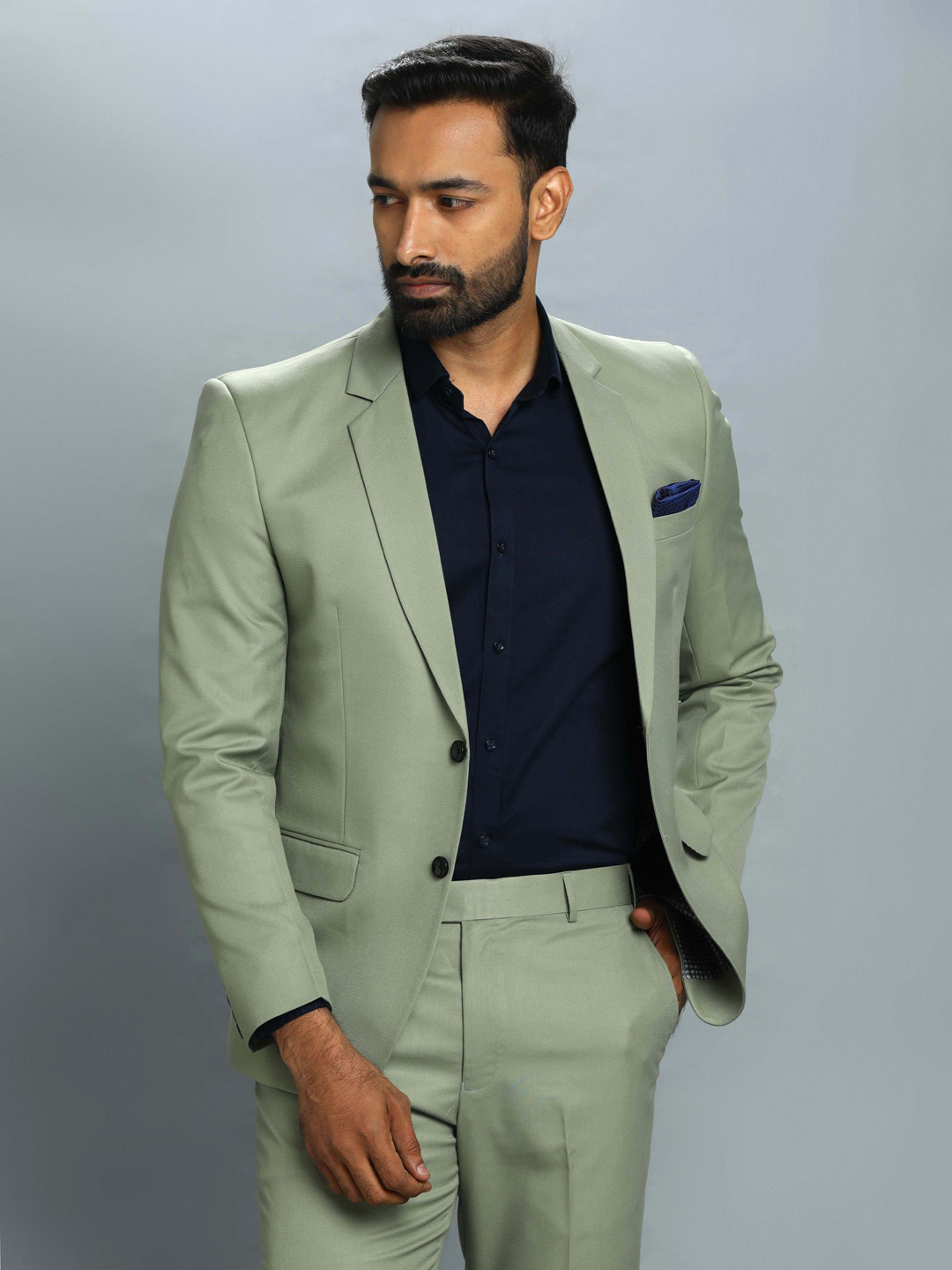 displaying image of Light Green Subtle Formal 2 Piece Suit