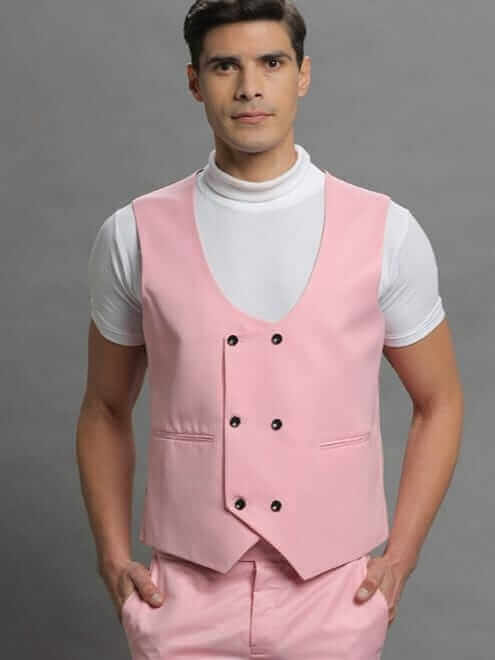 Pink Waistcoat Pant Set
