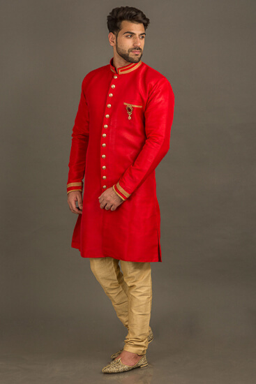 displaying image of Red IndoWestern Sherwani