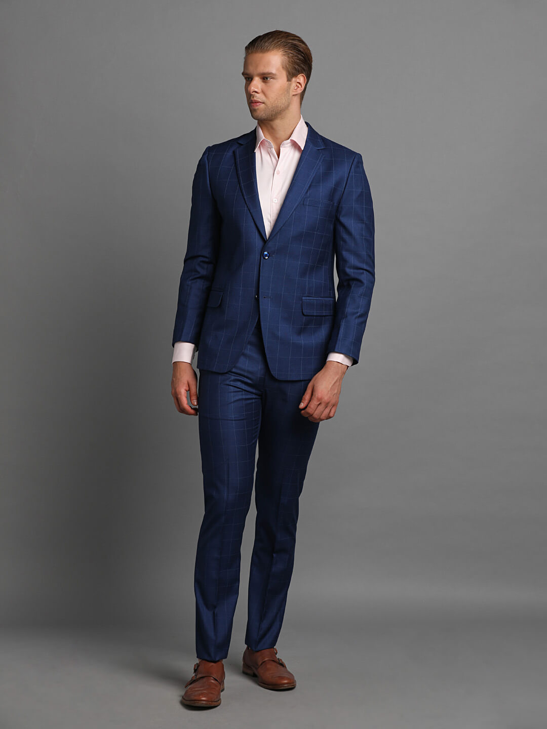 Royal Blue Checks 2 Piece Suit