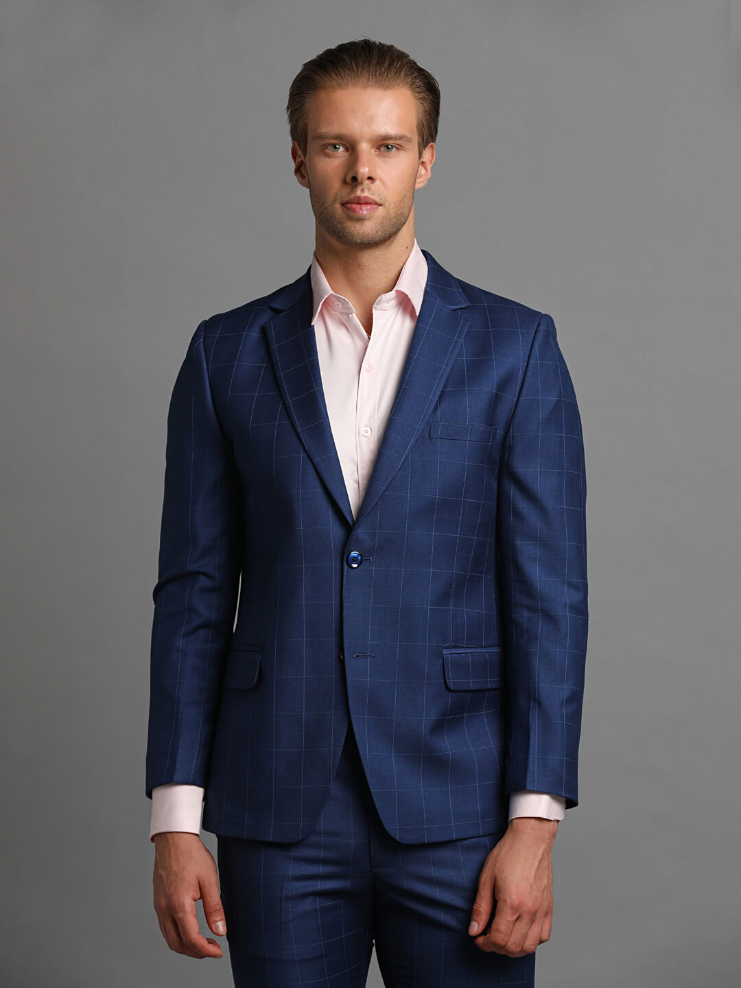 displaying image of Royal Blue Checks 2 Piece Suit