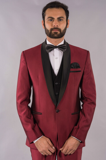 displaying image of 2-piece Shiny Red Suit