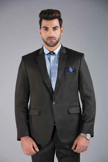 displaying image of Solid Black Full Suit