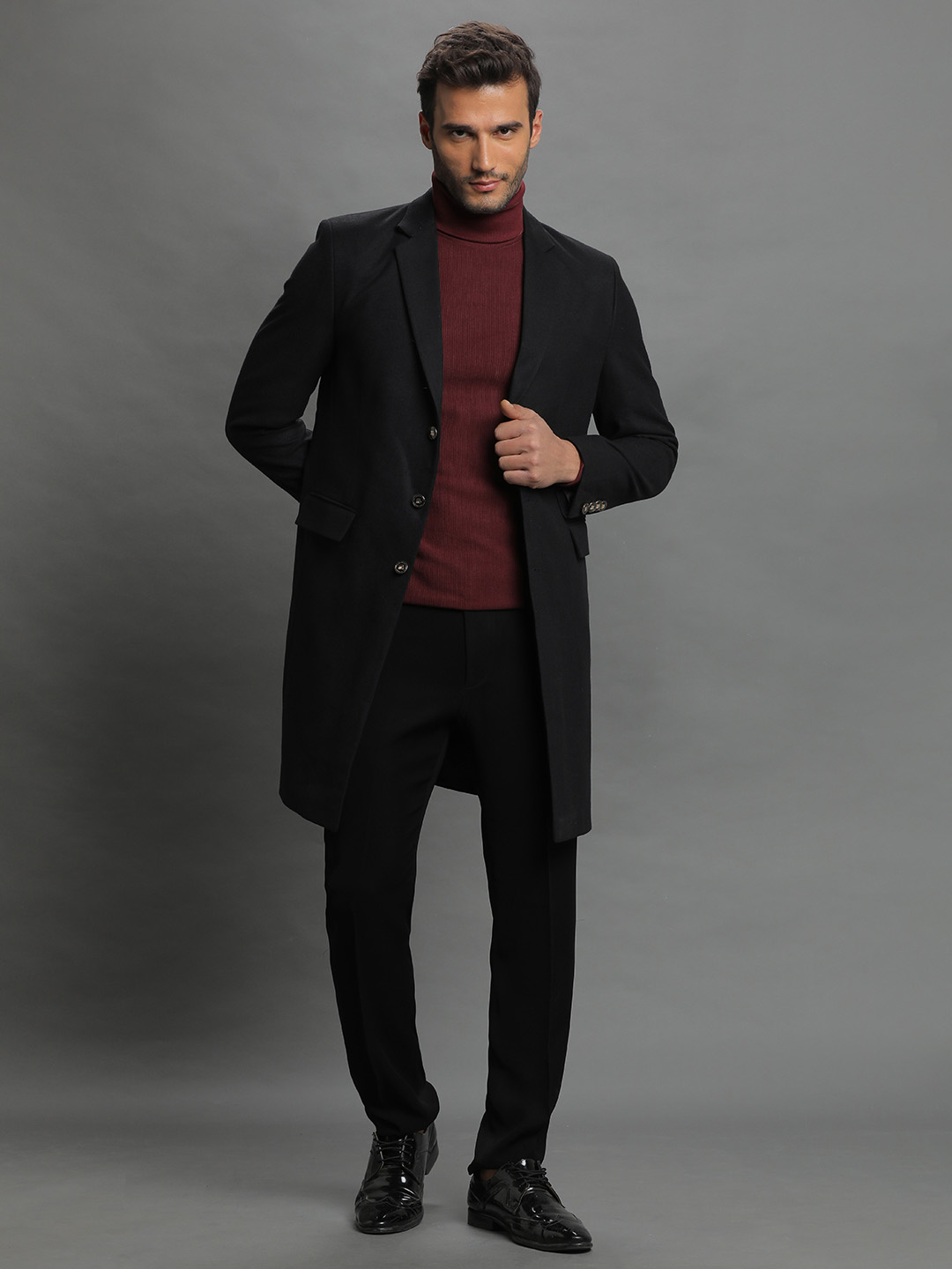 Black Twede Long Coat