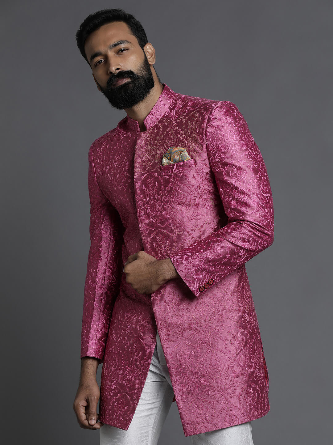bold-pink-self-embroidered-sherwani