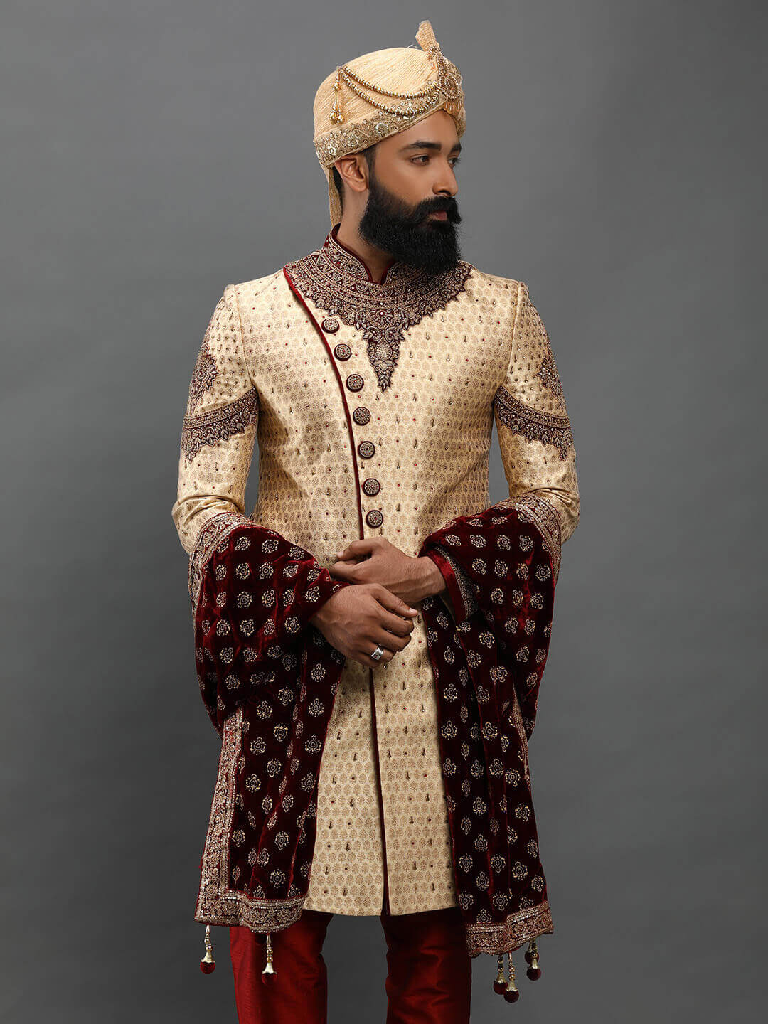 cream-embroidered-heavy-velvet-sherwani