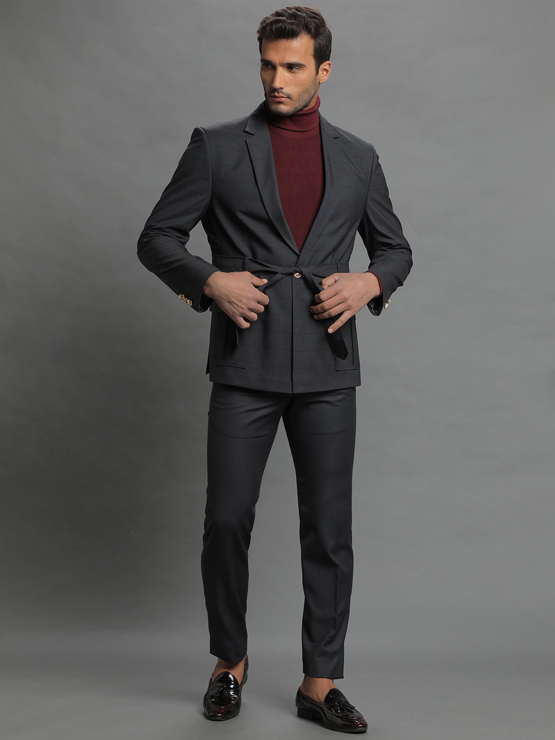 Grey Knot Style Pocket Suit