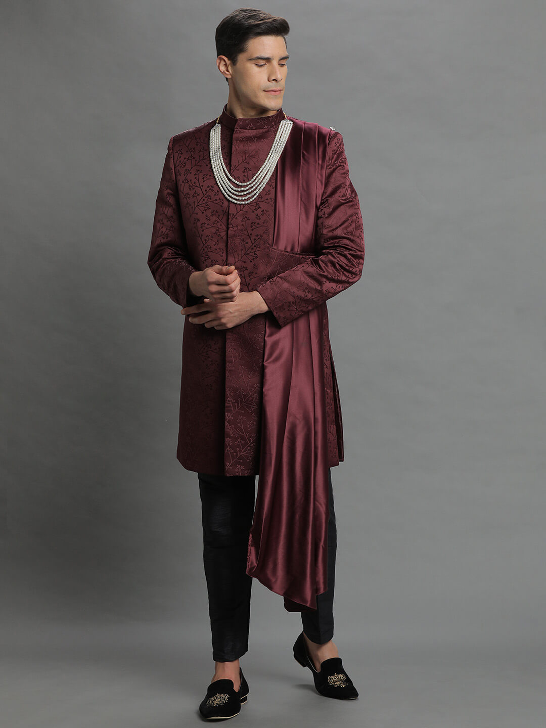 maroon-indo-with-attached-dupatta