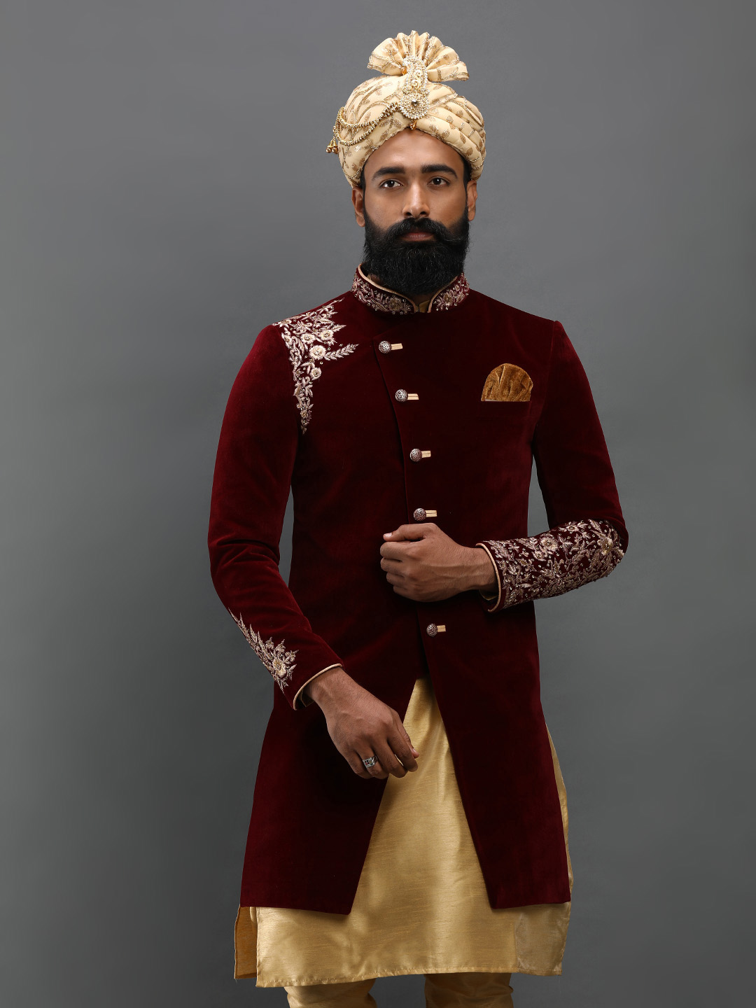 maroon-velvet-embroirdered-groom-sherwani