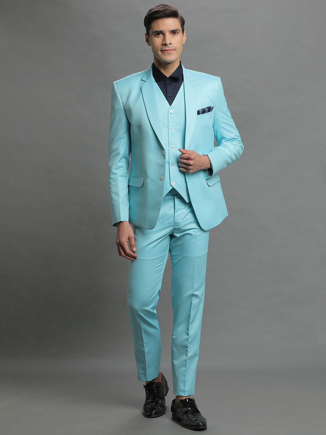Neon Blue 3 Piece Suit