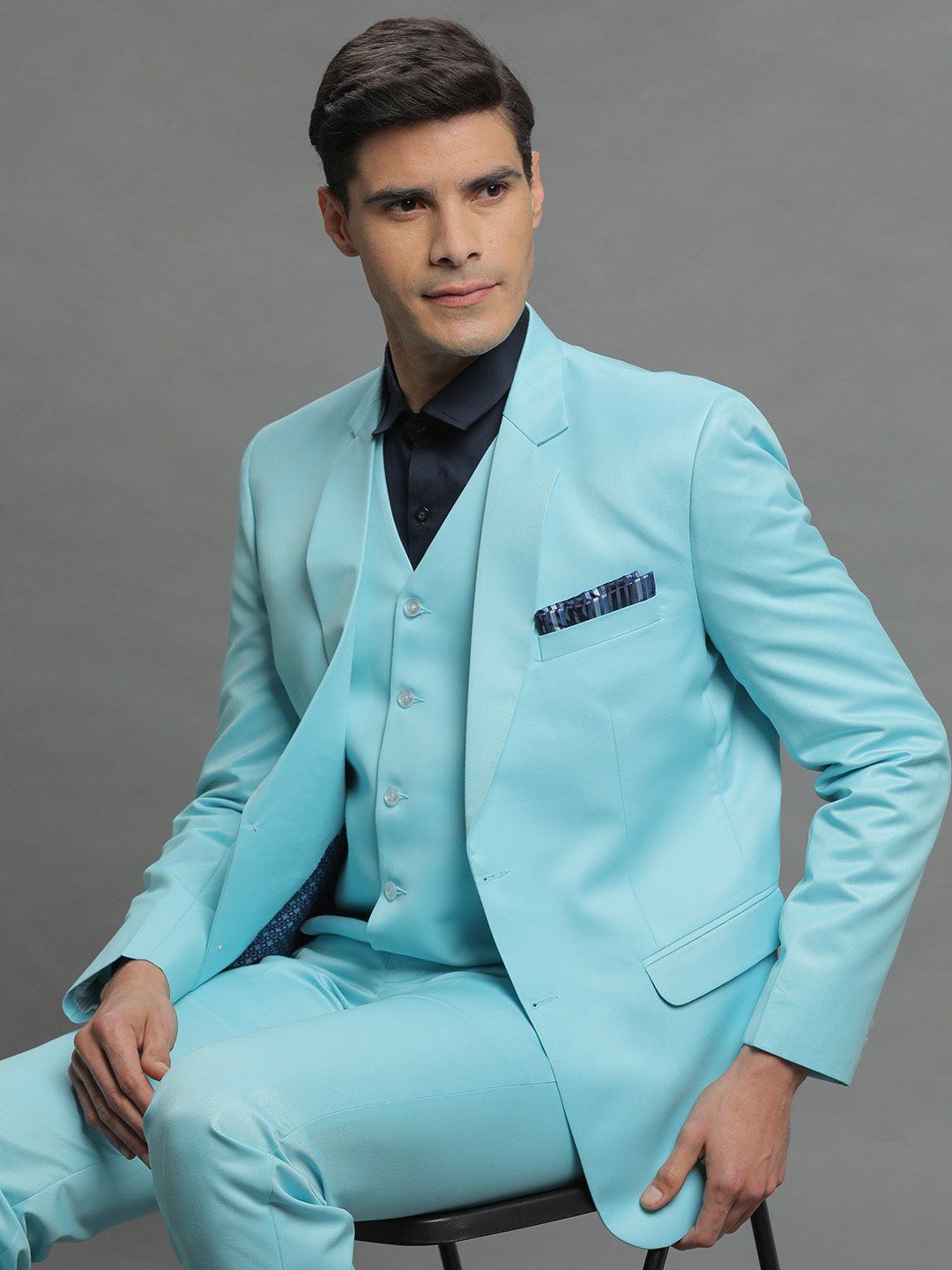 Neon Blue 3 Piece Suit