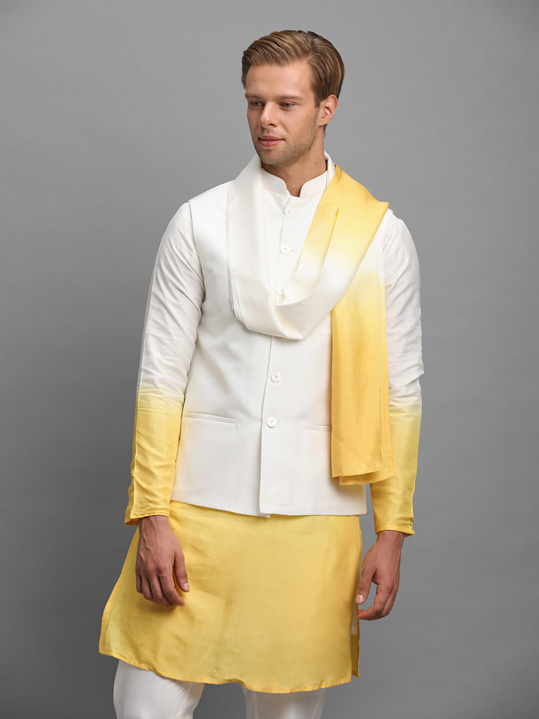 Pastel Yellow Kurta Pyjama Dupatta Set