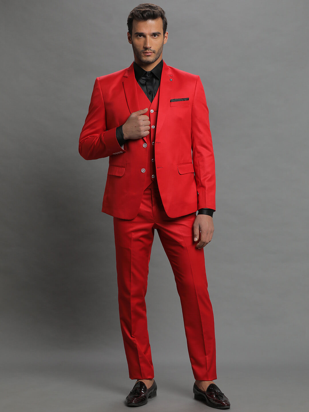 displaying image of Red 3 Piece Suit