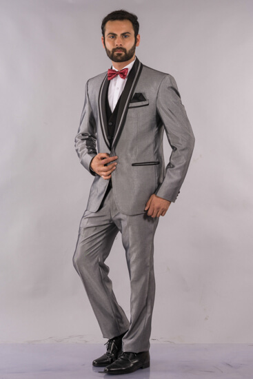 displaying image of 2-piece Shiny Silver Suit