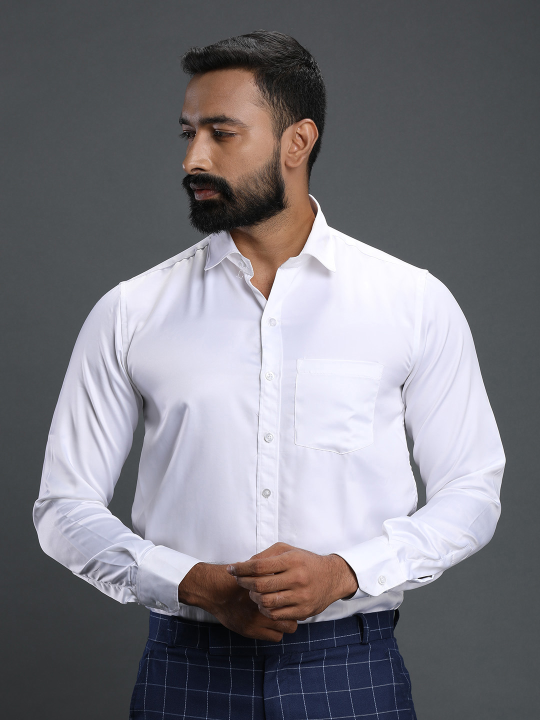 White Formal Shirt - premium Satin Material