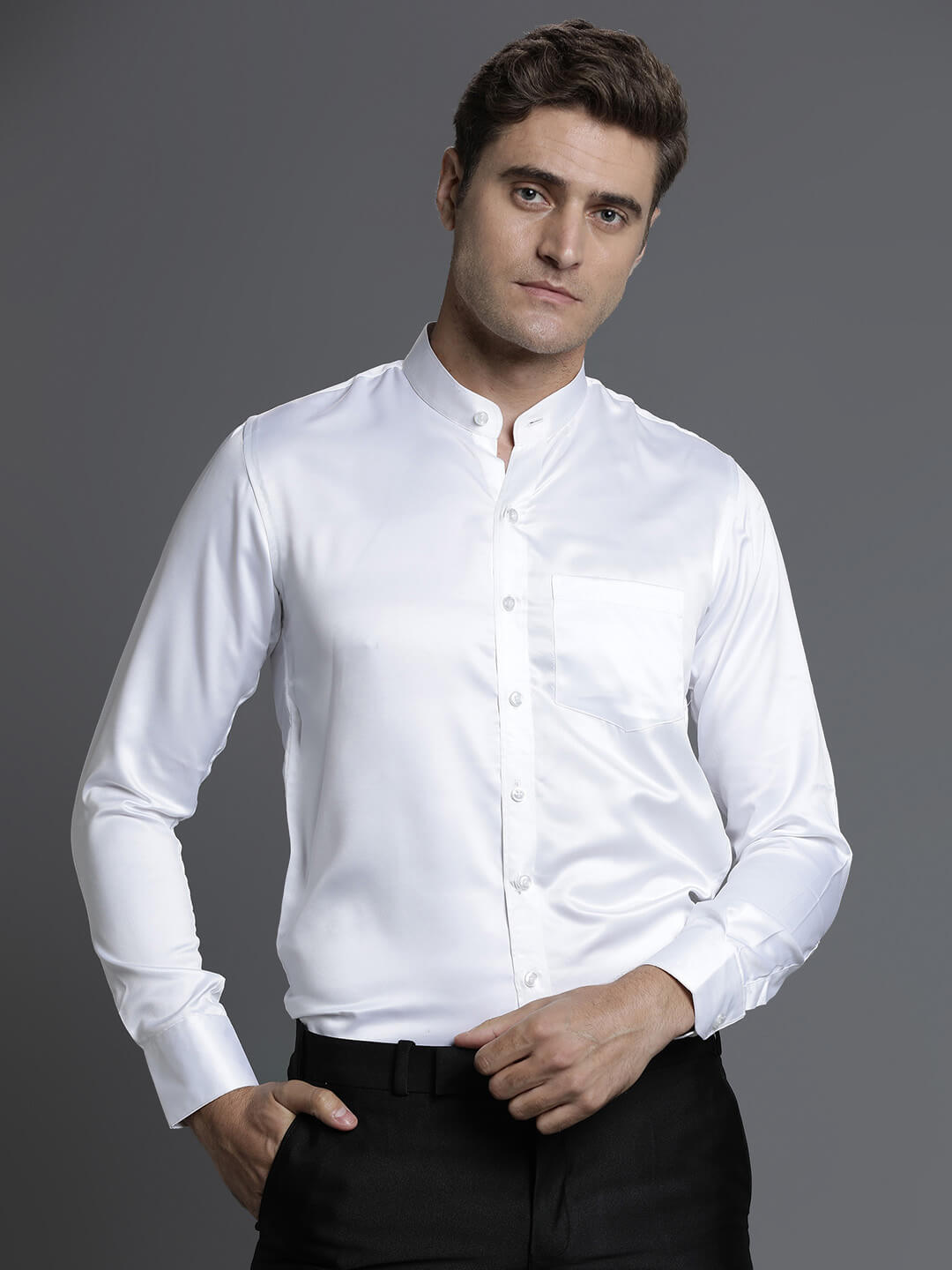 white-mandarin-collar-shirt