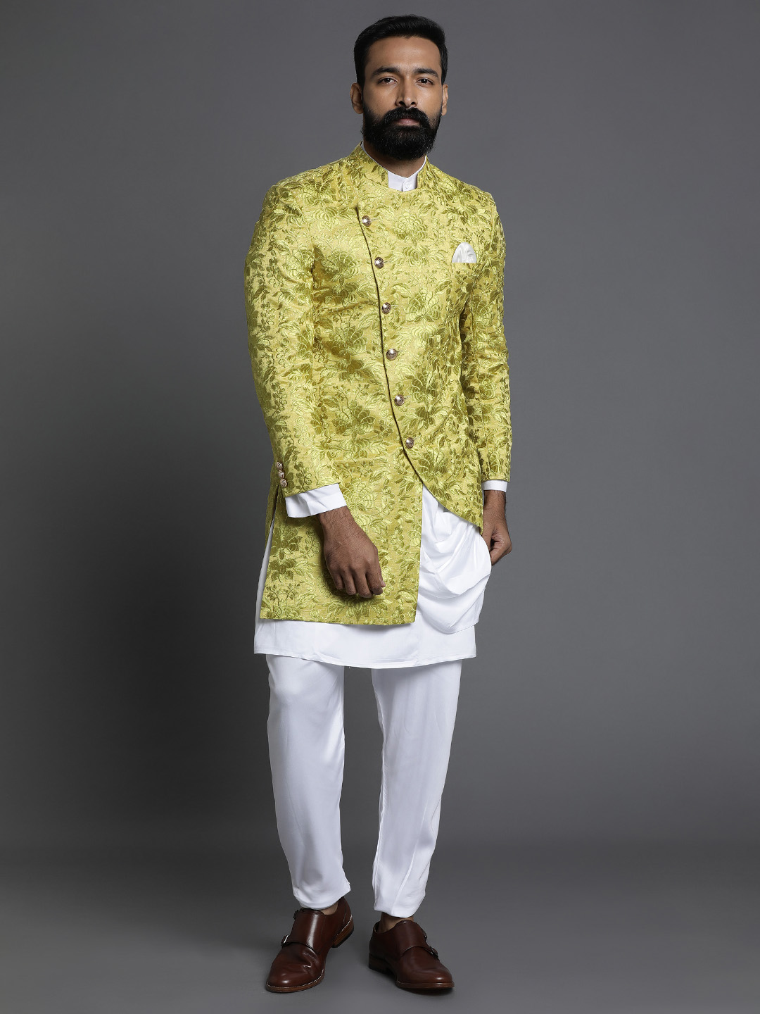 Yellow Embroidered 3 Piece Indo